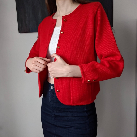 Vintage Red Cardigan - Picture 2 of 5